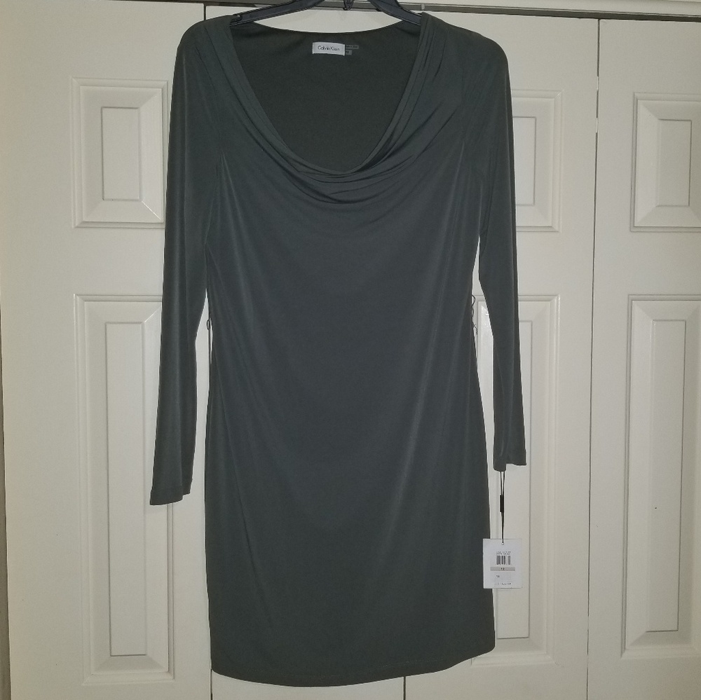 Calvin Klein Olive Green Work Casual Dress 12